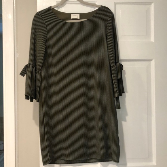 Olive green and white stripe dress - Picture 1 of 3